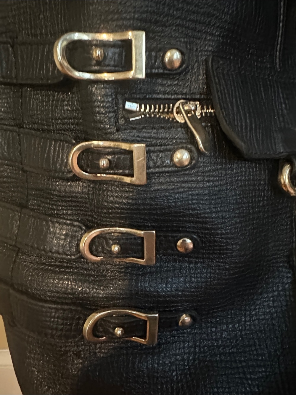Jimmy Choo Bardia Black Leather Buckle-Accent Hobo Bag - Picture 2 of 10